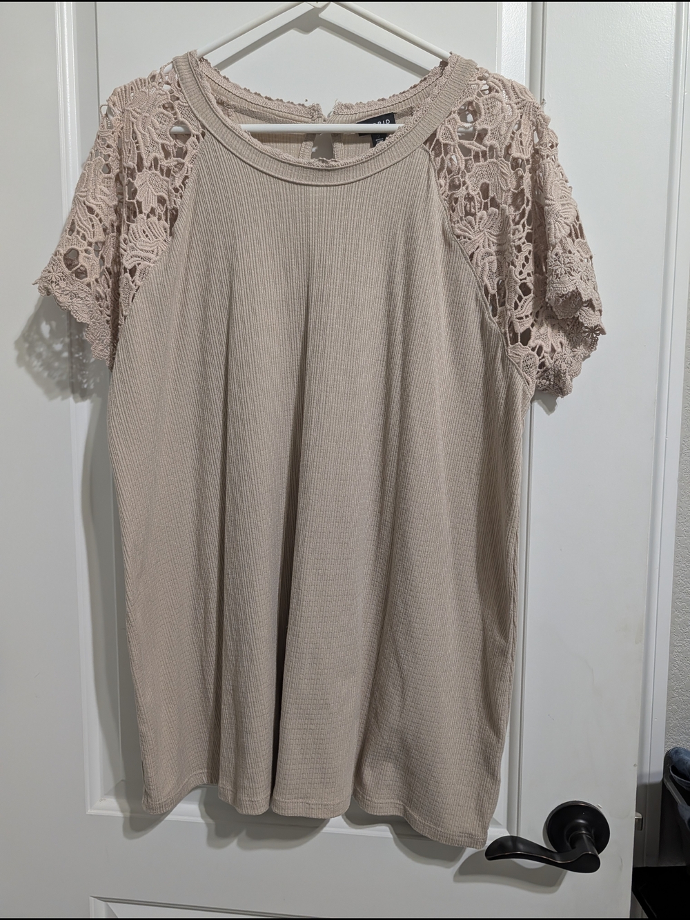torrid Blush Crochet-Sleeve Short Sleeve Top